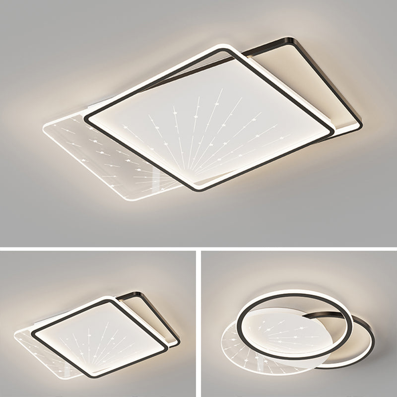 Forme de géométrie de style moderne Assients de plafond en métal 2 lumières montées au plafond lumineux