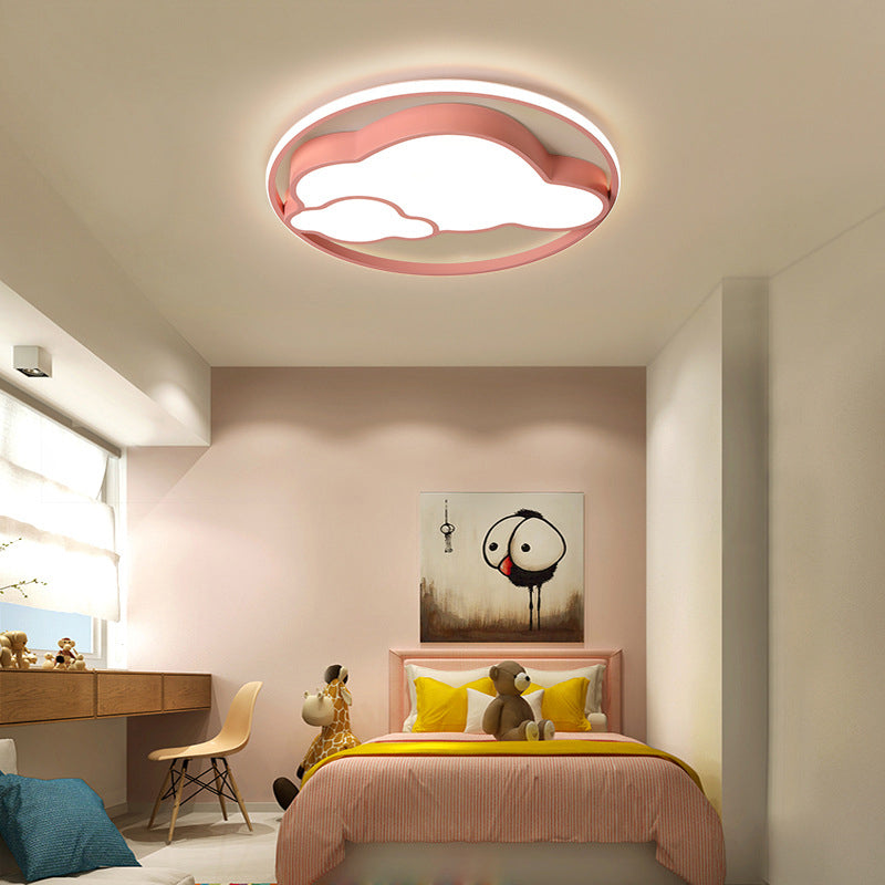 Metal Round Shape Flush Ceiling Light Kid Style 2 Lights Flush Ceiling Light Fixtures