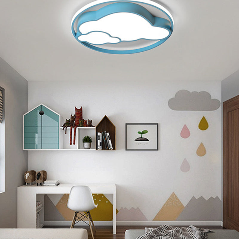 Metal Round Shape Flush Ceiling Light Kid Style 2 Lights Flush Ceiling Light Fixtures