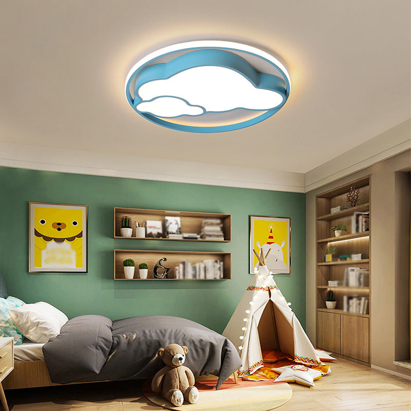 Metal Round Shape Flush Ceiling Light Kid Style 2 Lights Flush Ceiling Light Fixtures