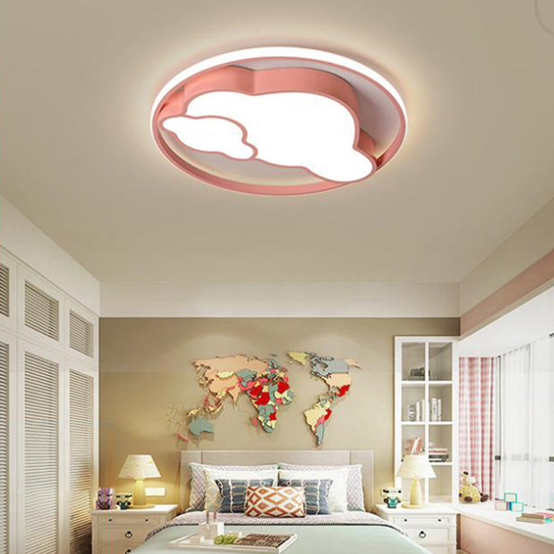 Metal Round Shape Flush Ceiling Light Kid Style 2 Lights Flush Ceiling Light Fixtures