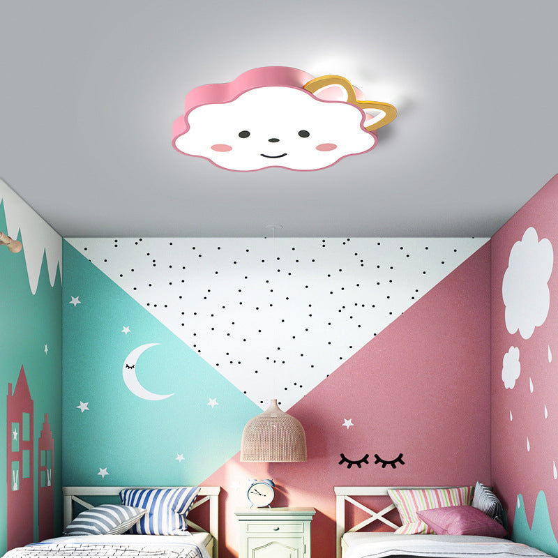 Forma di nuvola in metallo a fiuto leggero stile per bambini 2 luci a filo a soffitto a soffitto