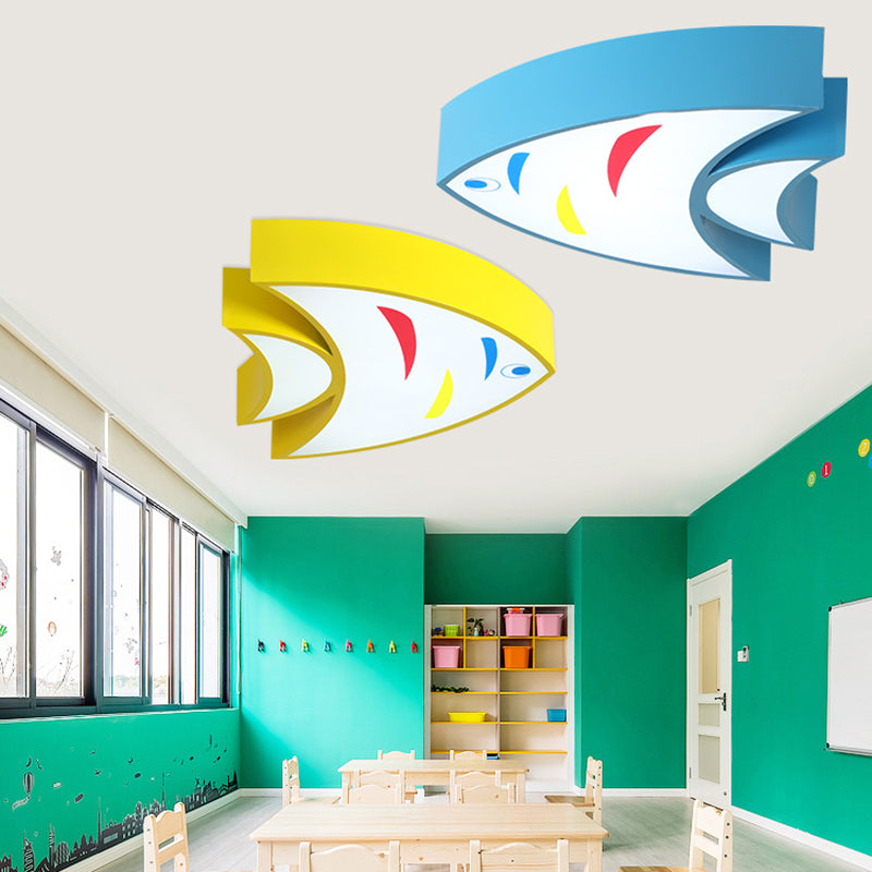 Contemporary Fish Flush Light Metal Flush Mount Ceiling Fixture for Children's Room