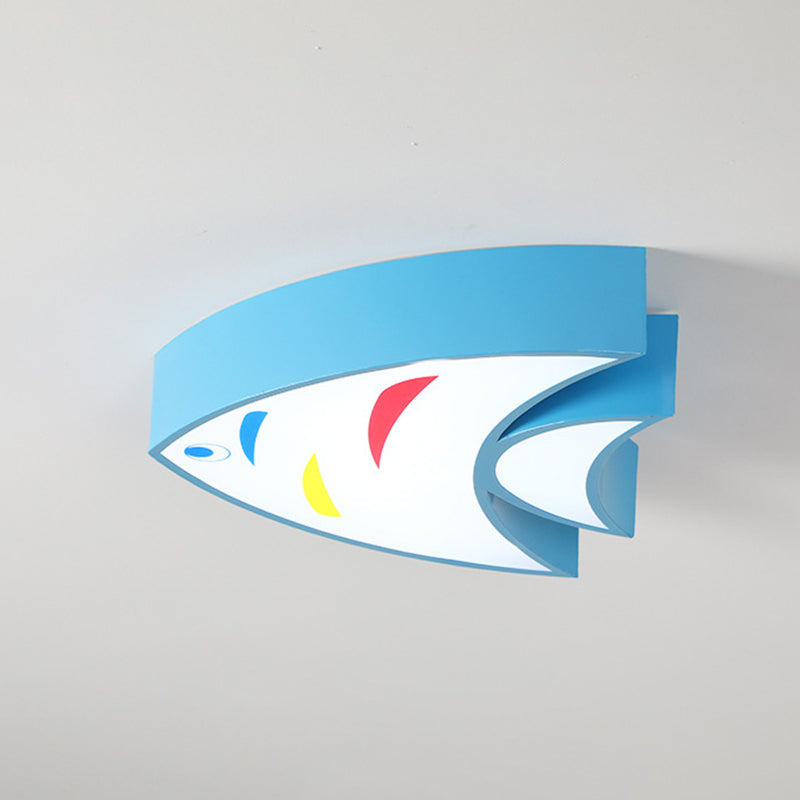 Contemporary Fish Flush Light Metal Flush Mount Ceiling Fixture for Children's Room