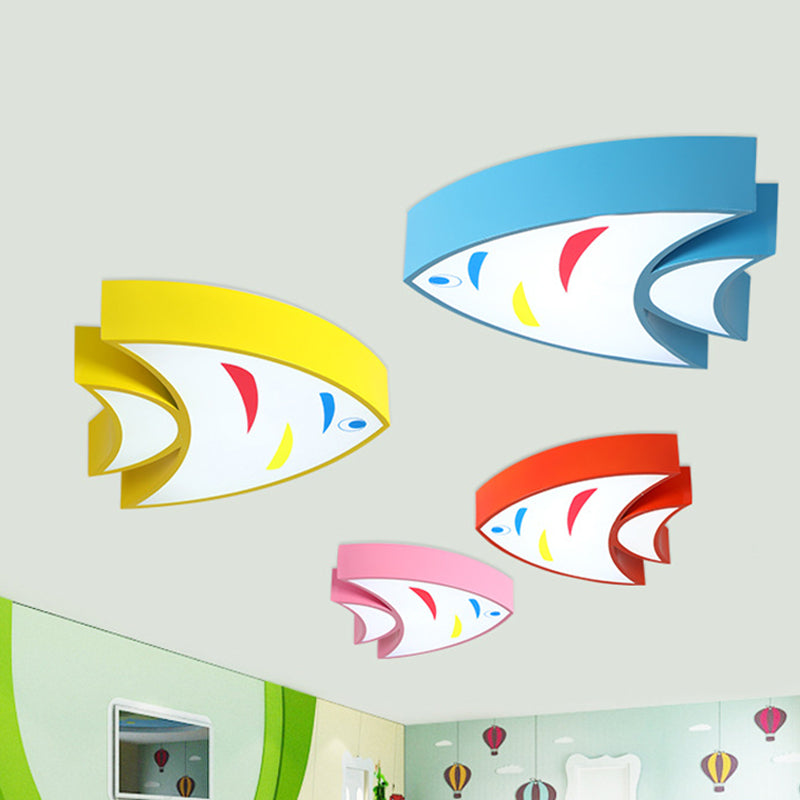 Contemporary Fish Flush Light Metal Flush Mount Ceiling Fixture for Children's Room