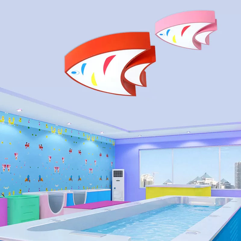 Contemporary Fish Flush Light Metal Flush Mount Ceiling Fixture for Children's Room