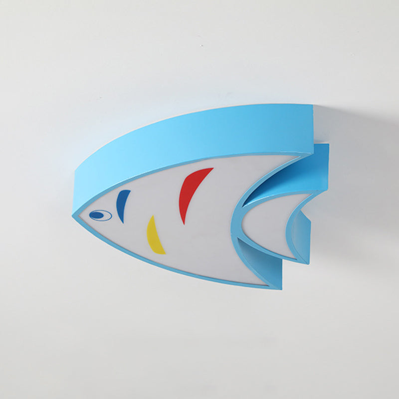 Contemporary Fish Flush Light Metal Flush Mount Ceiling Fixture for Children's Room