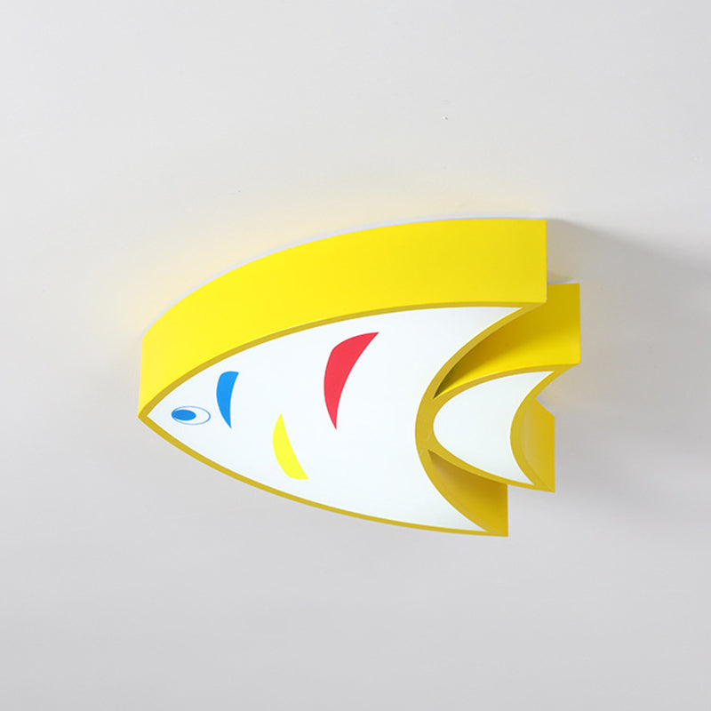 Contemporary Fish Flush Light Metal Flush Mount Ceiling Fixture for Children's Room