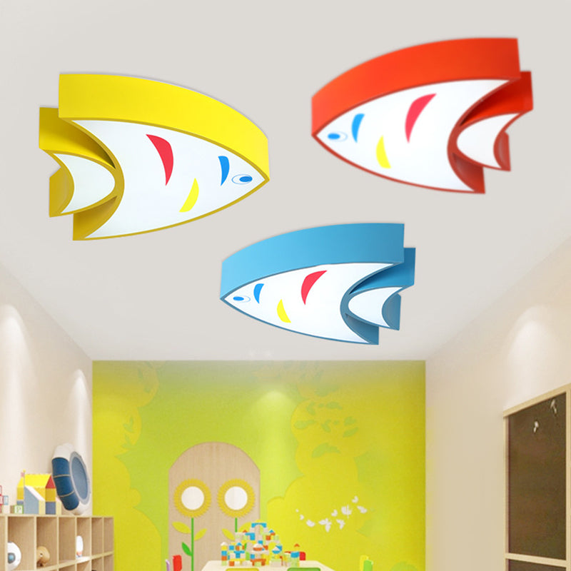 Contemporary Fish Flush Light Metal Flush Mount Ceiling Fixture for Children's Room