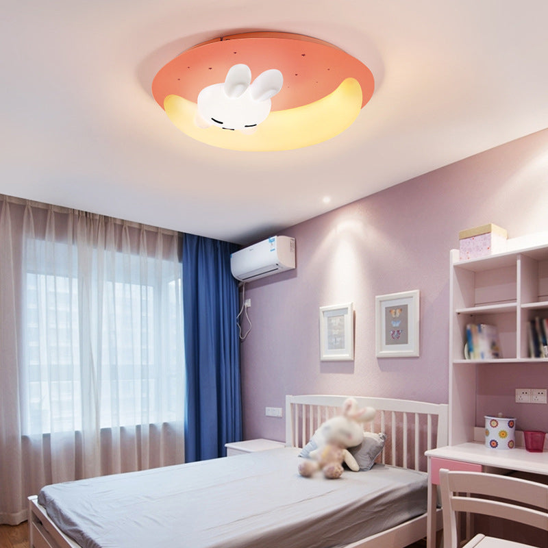 Contemporain Flush Light Plastic 1 Light Flush Mount Plafond Plafond For Children's Room