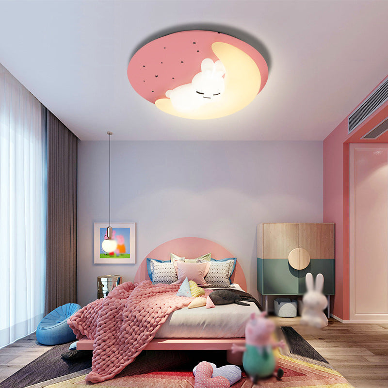 Contemporain Flush Light Plastic 1 Light Flush Mount Plafond Plafond For Children's Room