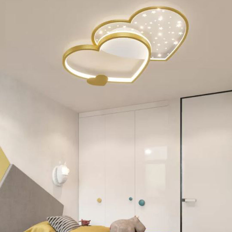 Moderne stijl hartvormige plafondverlichting armaturen metaal 2 licht plafond gemonteerde lichten