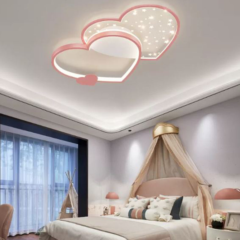 Modern Style Heart-shaped Ceiling Light Fixtures Metal 2 Light Ceiling Mounted Lights