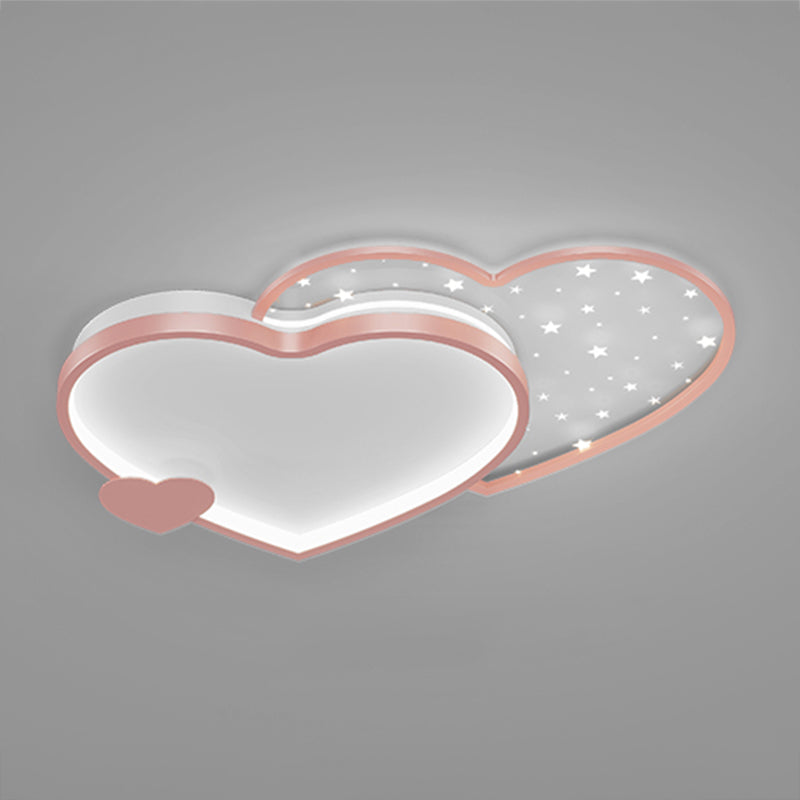 Modern Style Heart-shaped Ceiling Light Fixtures Metal 2 Light Ceiling Mounted Lights