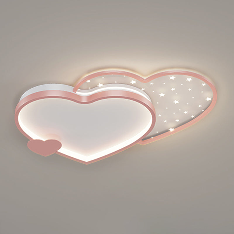 Modern Style Heart-shaped Ceiling Light Fixtures Metal 2 Light Ceiling Mounted Lights