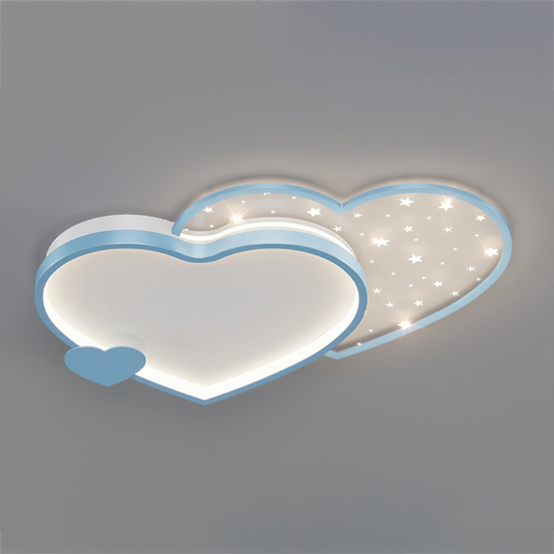 Modern Style Heart-shaped Ceiling Light Fixtures Metal 2 Light Ceiling Mounted Lights