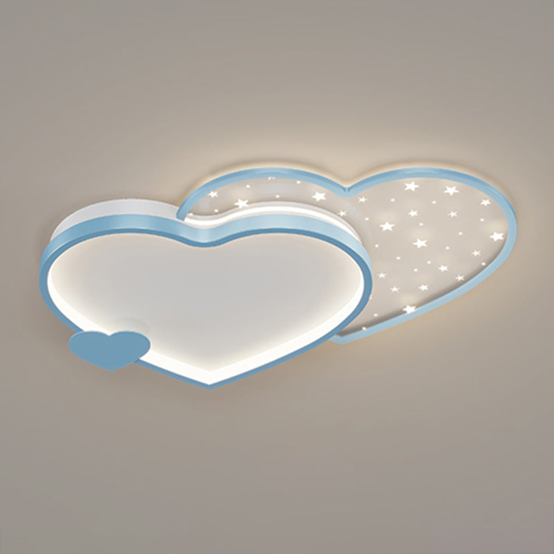 Modern Style Heart-shaped Ceiling Light Fixtures Metal 2 Light Ceiling Mounted Lights