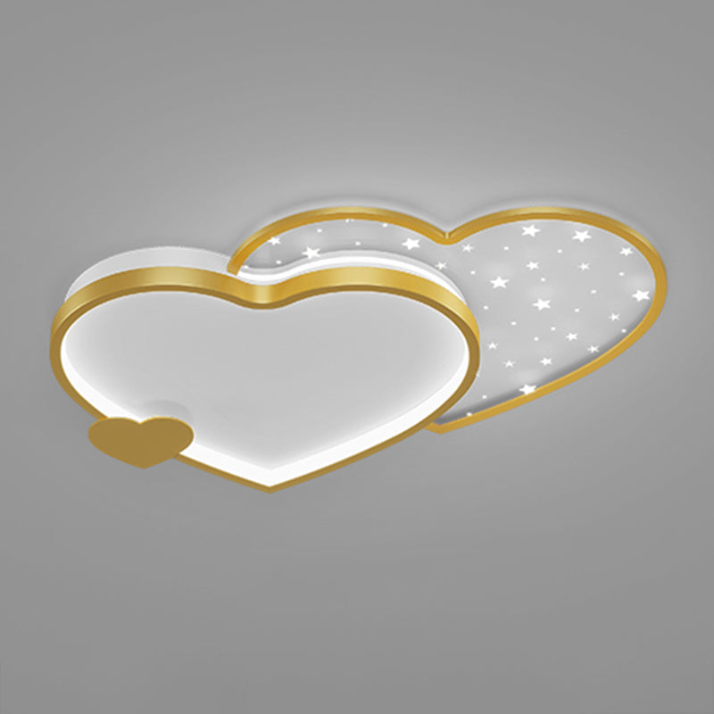 Modern Style Heart-shaped Ceiling Light Fixtures Metal 2 Light Ceiling Mounted Lights