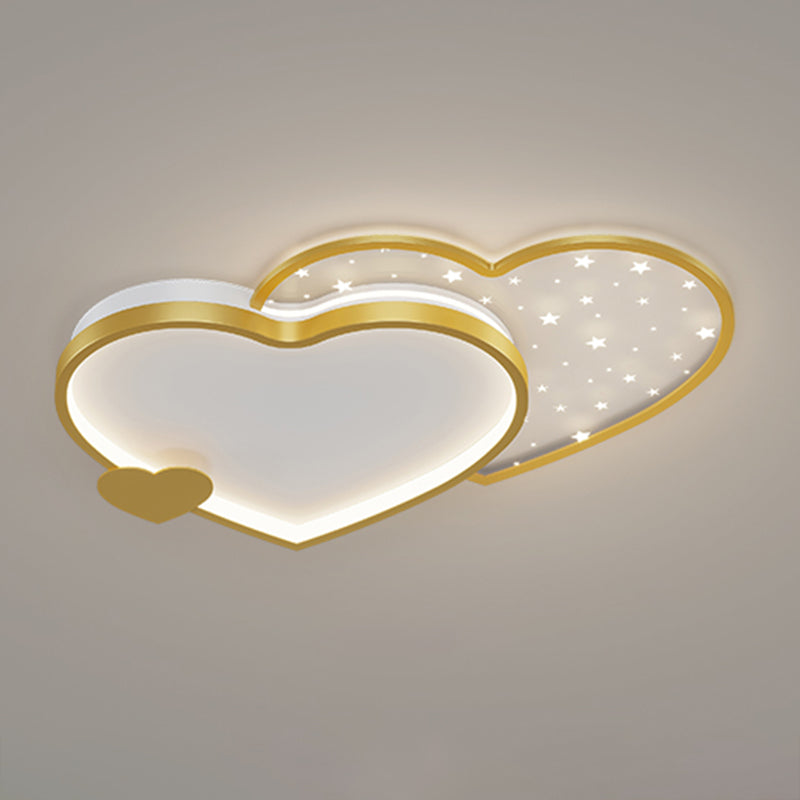 Modern Style Heart-shaped Ceiling Light Fixtures Metal 2 Light Ceiling Mounted Lights