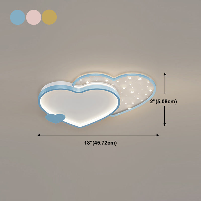 Modern Style Heart-shaped Ceiling Light Fixtures Metal 2 Light Ceiling Mounted Lights