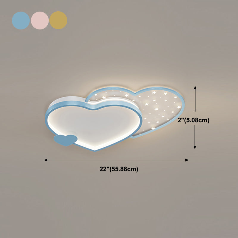 Modern Style Heart-shaped Ceiling Light Fixtures Metal 2 Light Ceiling Mounted Lights