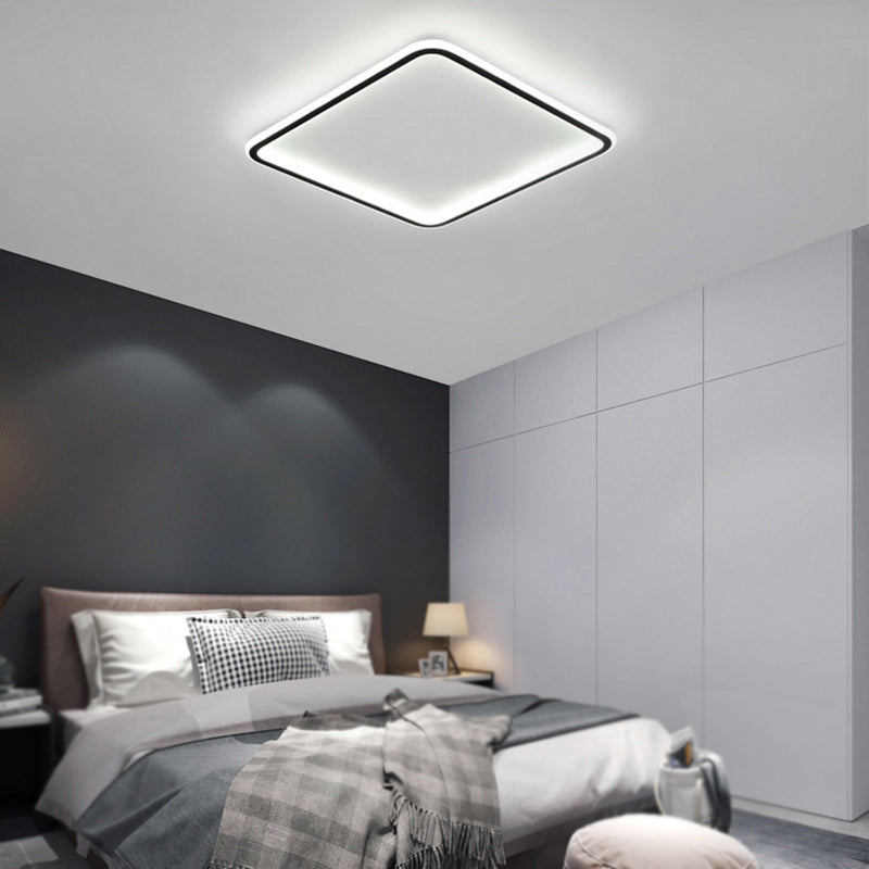 Metal Square Flush Plafond Light Modern 1 Light Flush Plafond Lighttures en noir