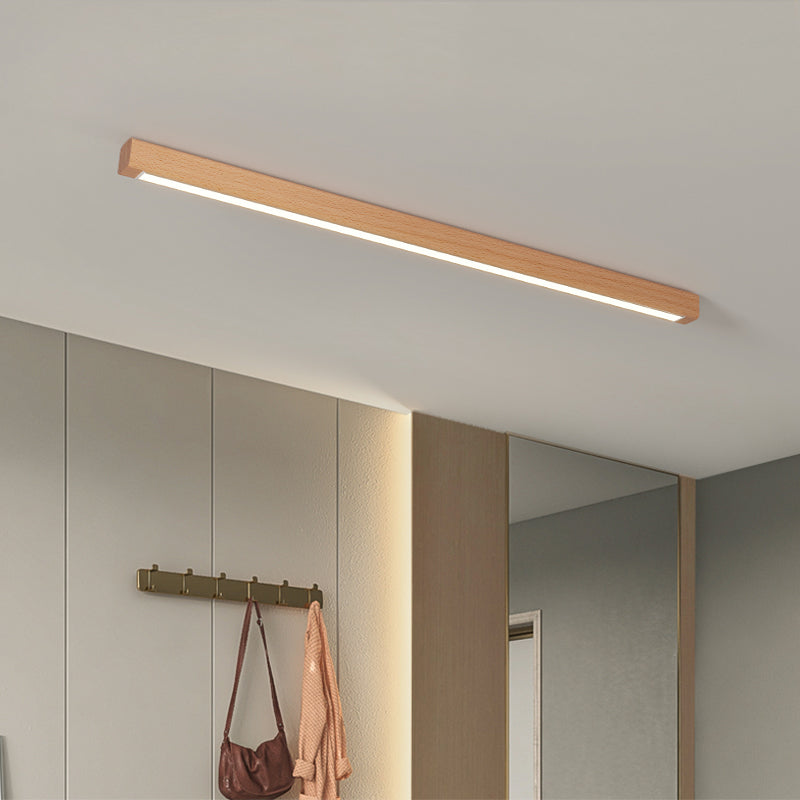 Wood Linear Shape Flush Ceiling Light Modern Style 1 Light Flush Ceiling Light Fixtures