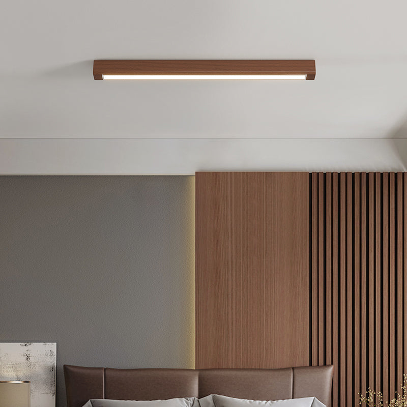 Wood Linear Shape Flush Ceiling Light Modern Style 1 Light Flush Ceiling Light Fixtures