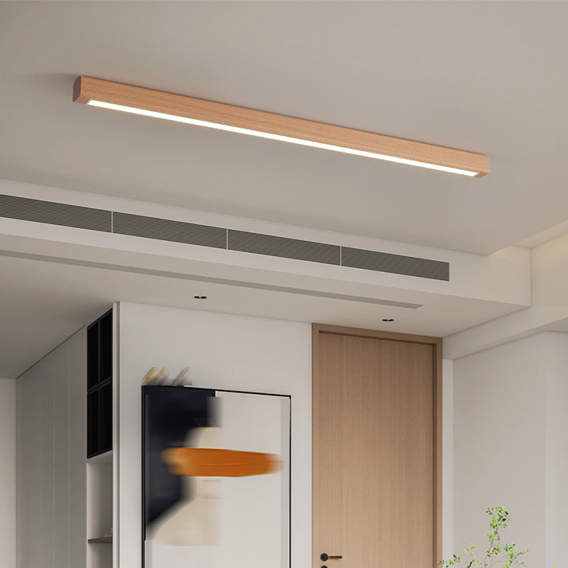 Wood Linear Shape Flush Ceiling Light Modern Style 1 Light Flush Ceiling Light Fixtures