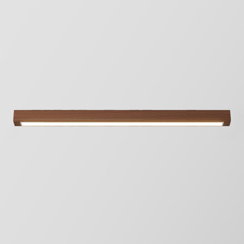 Wood Linear Shape Flush Ceiling Light Modern Style 1 Light Flush Ceiling Light Fixtures