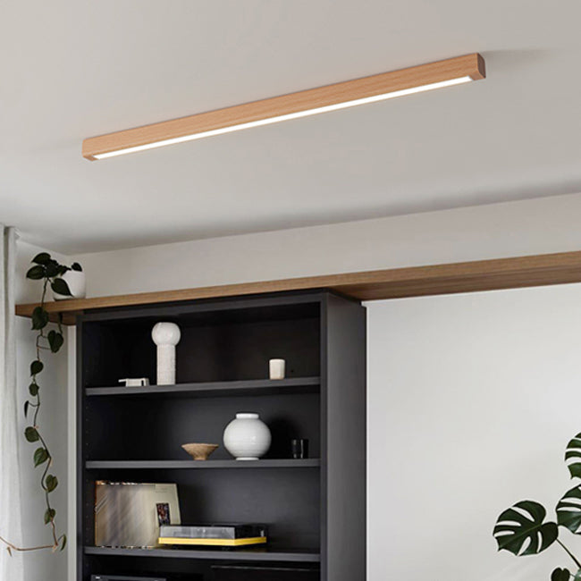 Wood Linear Shape Flush Ceiling Light Modern Style 1 Light Flush Ceiling Light Fixtures