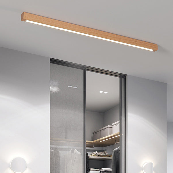 Wood Linear Shape Flush Ceiling Light Modern Style 1 Light Flush Ceiling Light Fixtures