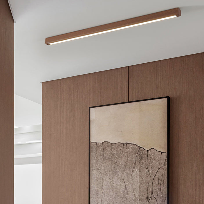 Wood Linear Shape Flush Ceiling Light Modern Style 1 Light Flush Ceiling Light Fixtures