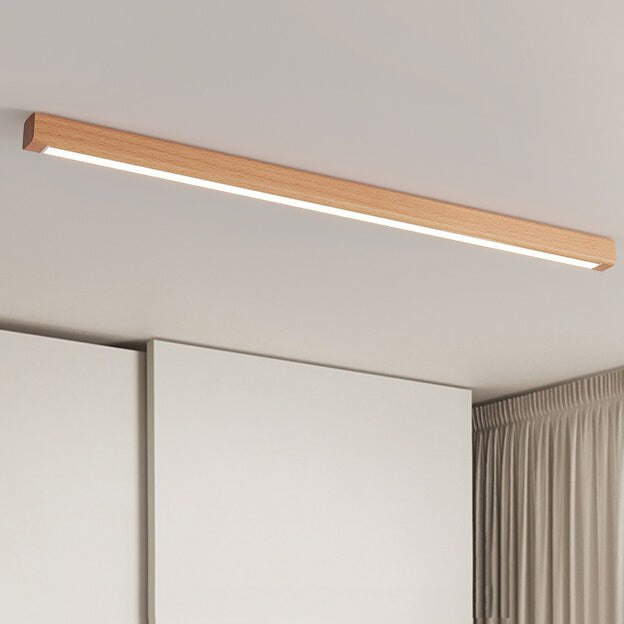 Wood Linear Shape Flush Ceiling Light Modern Style 1 Light Flush Ceiling Light Fixtures