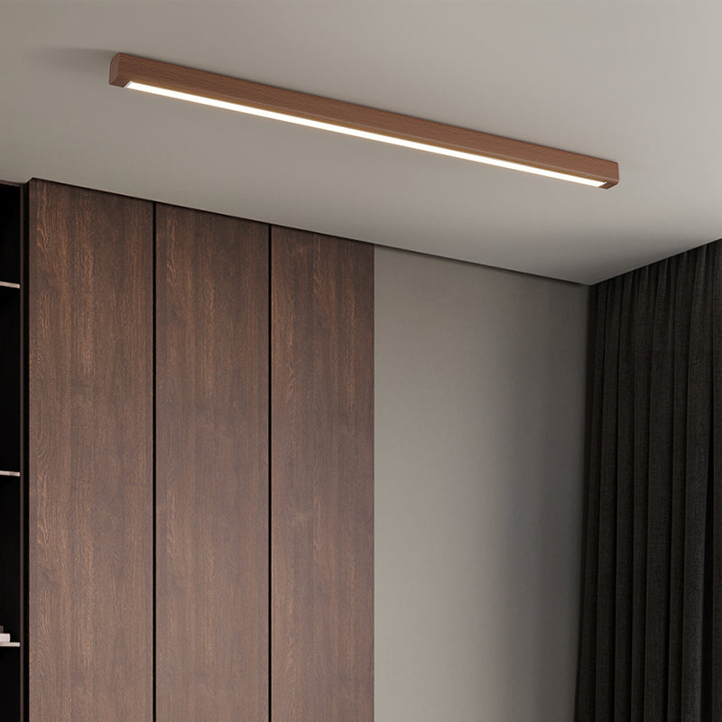 Wood Linear Shape Flush Ceiling Light Modern Style 1 Light Flush Ceiling Light Fixtures