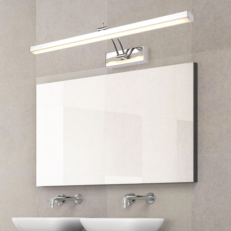 Lineal estilo moderno moderno tocador de metal ligero 1-luce luz de espejo LED para baño en plata