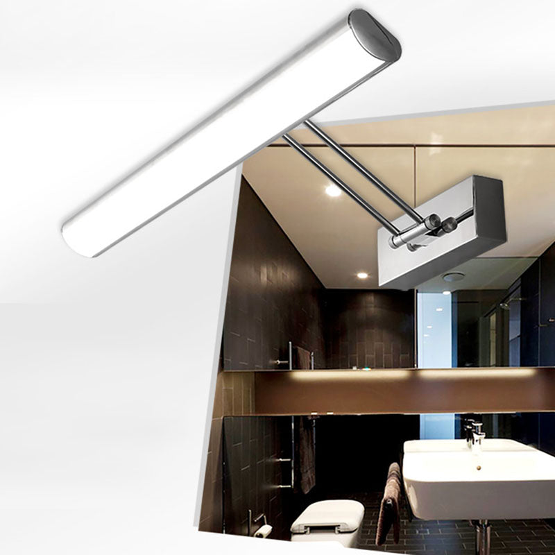 Lineal estilo moderno moderno tocador de metal ligero 1-luce luz de espejo LED para baño en plata