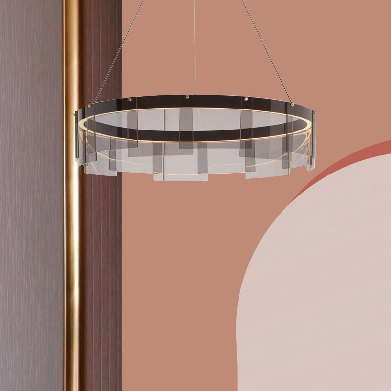 Modern Style Round Shade Hanging Light Glass Metal Pendant Light for Living Room