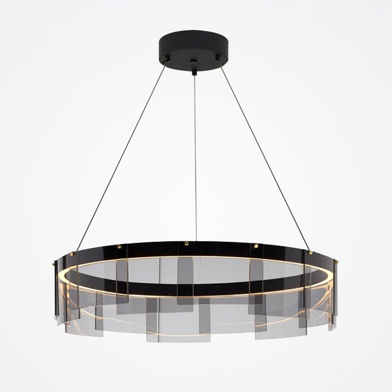 Modern Style Round Shade Hanging Light Glass Metal Pendant Light for Living Room