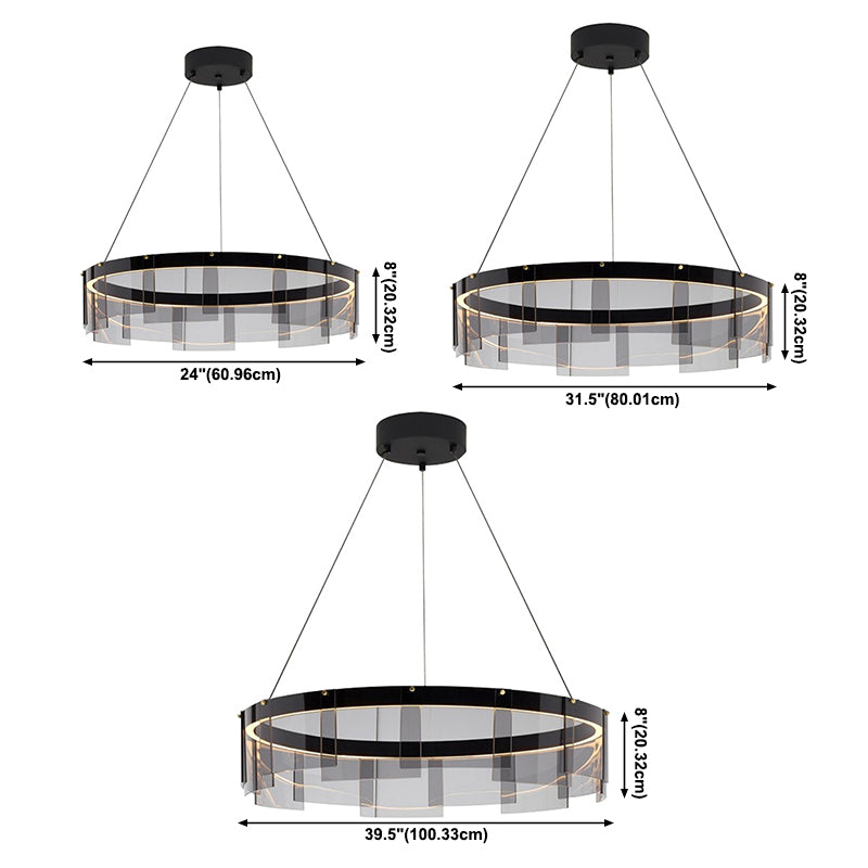 Modern Style Round Shade Hanging Light Glass Metal Pendant Light for Living Room