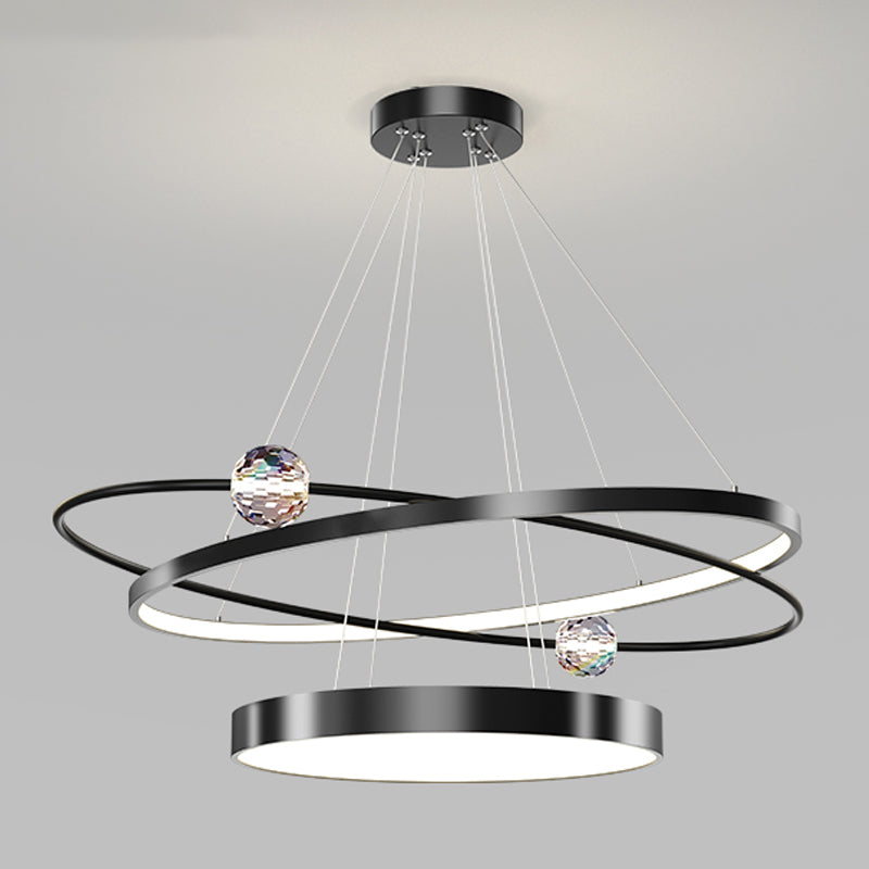 Nordic Circle Chandelier Metal Layered LED Chandelier Pendant for Restaurant