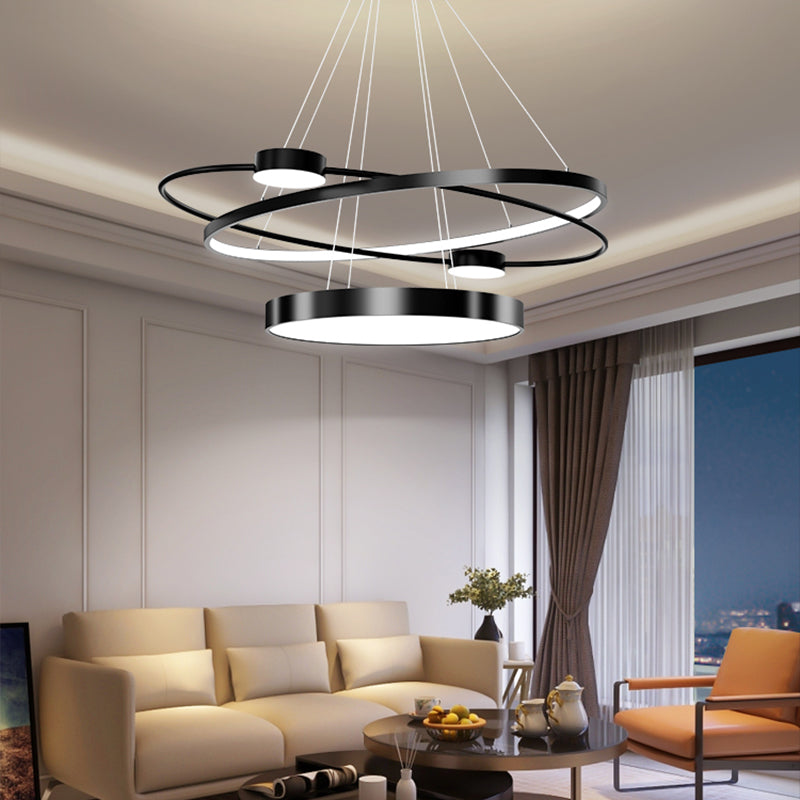 Nordic Circle Chandelier Metal Layered LED Chandelier Pendant for Restaurant