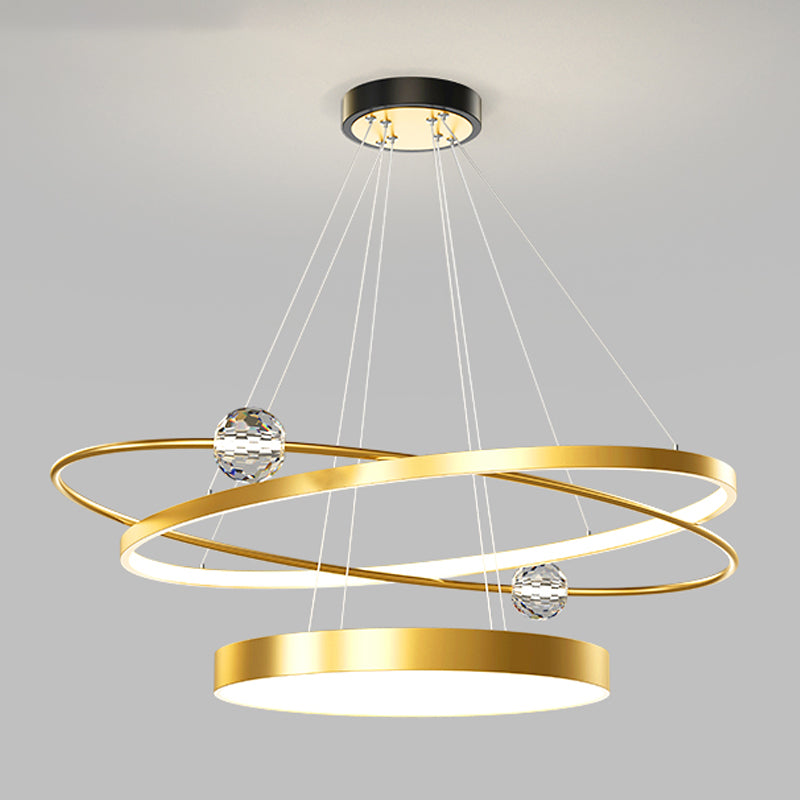 Nordic Circle Chandelier Metal Layered LED Chandelier Pendant for Restaurant