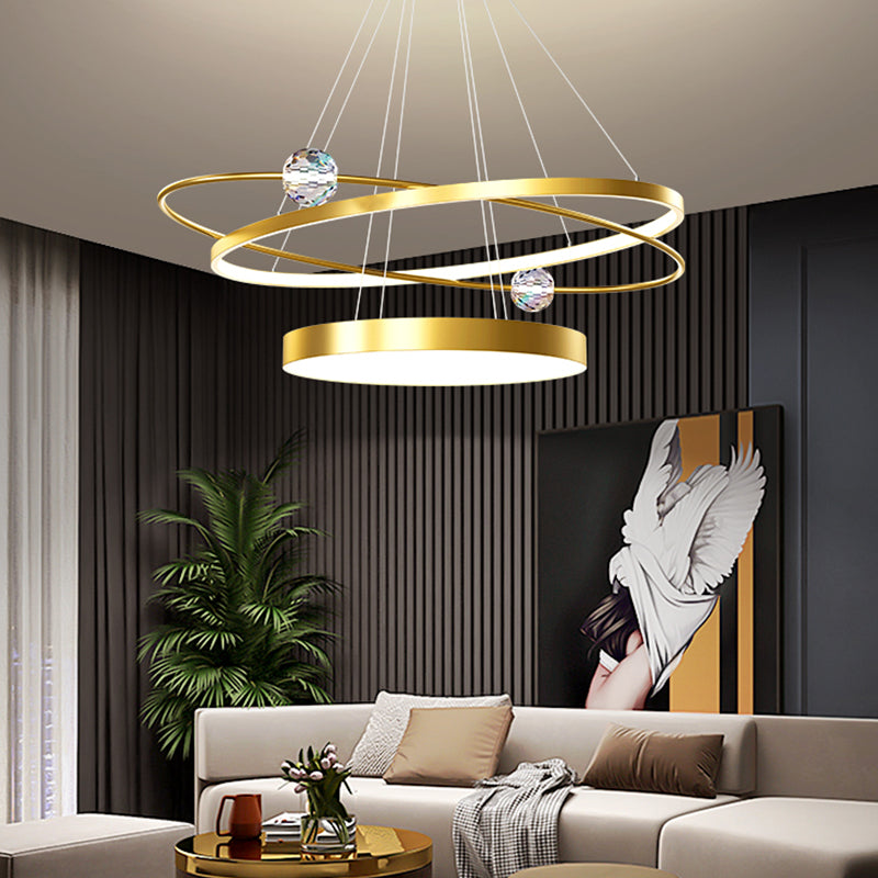 Nordic Circle Chandelier Metal Layered LED Chandelier Pendant for Restaurant