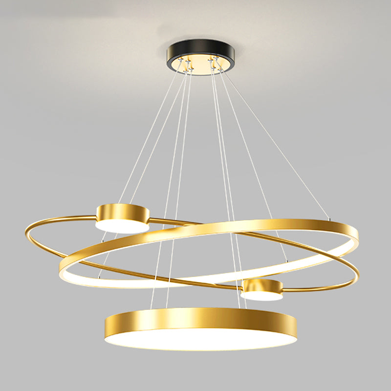 Nordic Circle Chandelier Metal Layered LED Chandelier Pendant for Restaurant