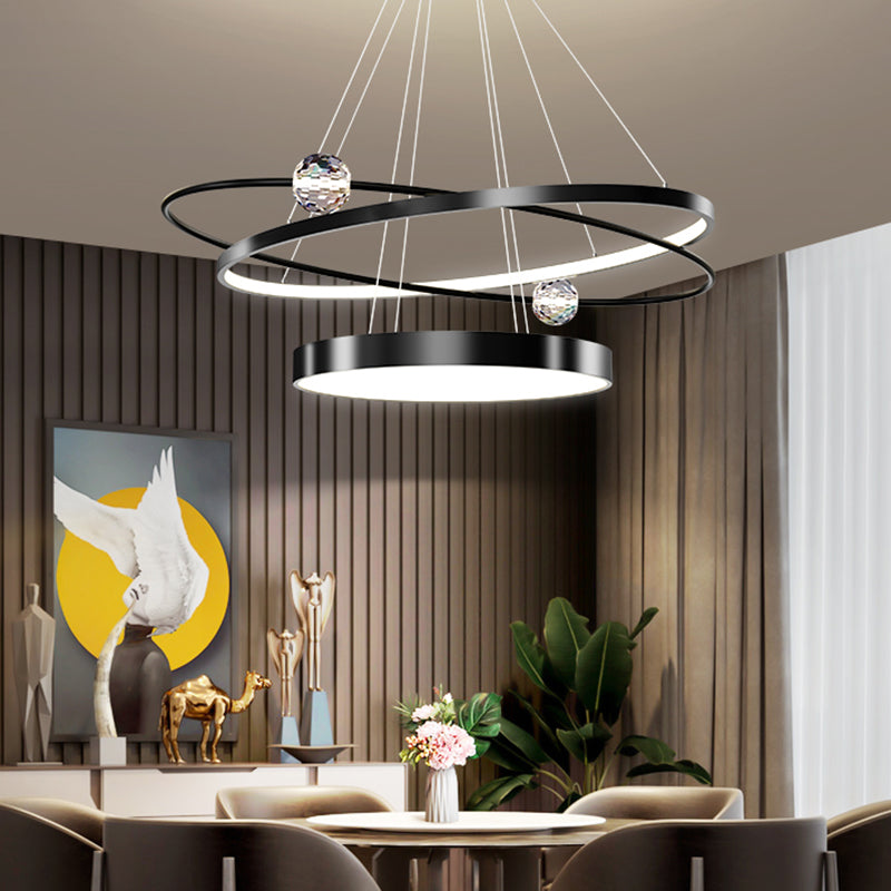 Nordic Circle Chandelier Metal Layered LED Chandelier Pendant for Restaurant