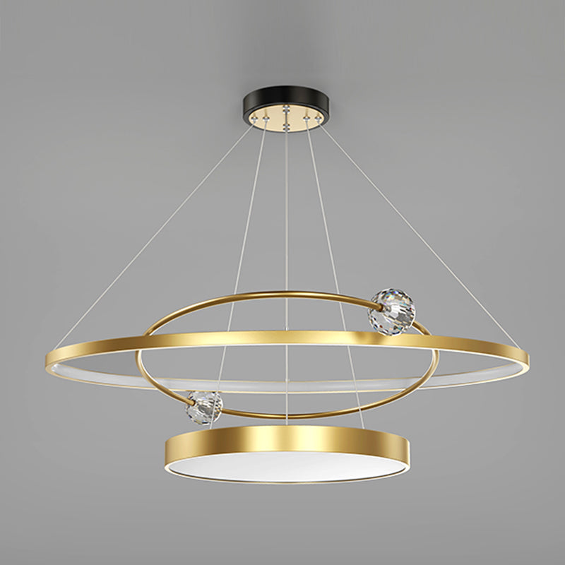 Nordic Circle Chandelier Metal Layered LED Chandelier Pendant for Restaurant