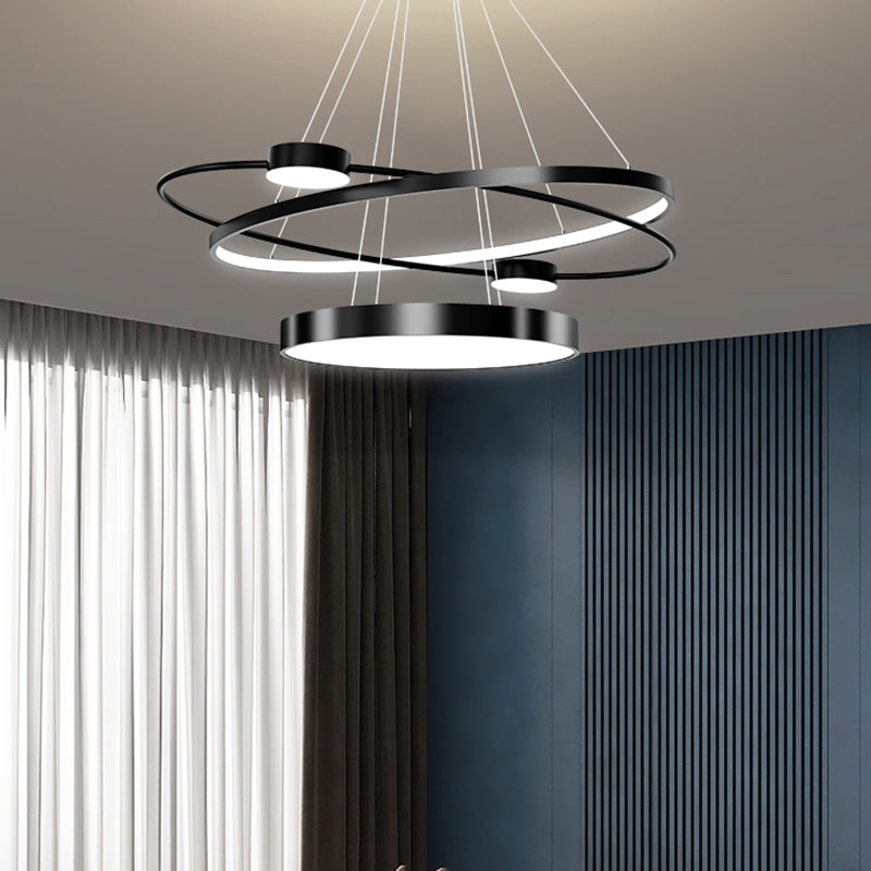 Nordic Circle Chandelier Metal Layered LED Chandelier Pendant for Restaurant