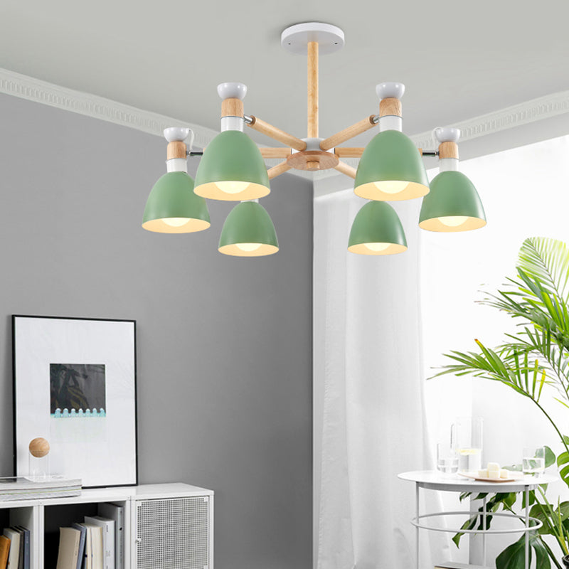 Multi Light Cone Sanging Chandelier Modern Macaron Style Metal Metal Hanging Lamping pour chambre à coucher