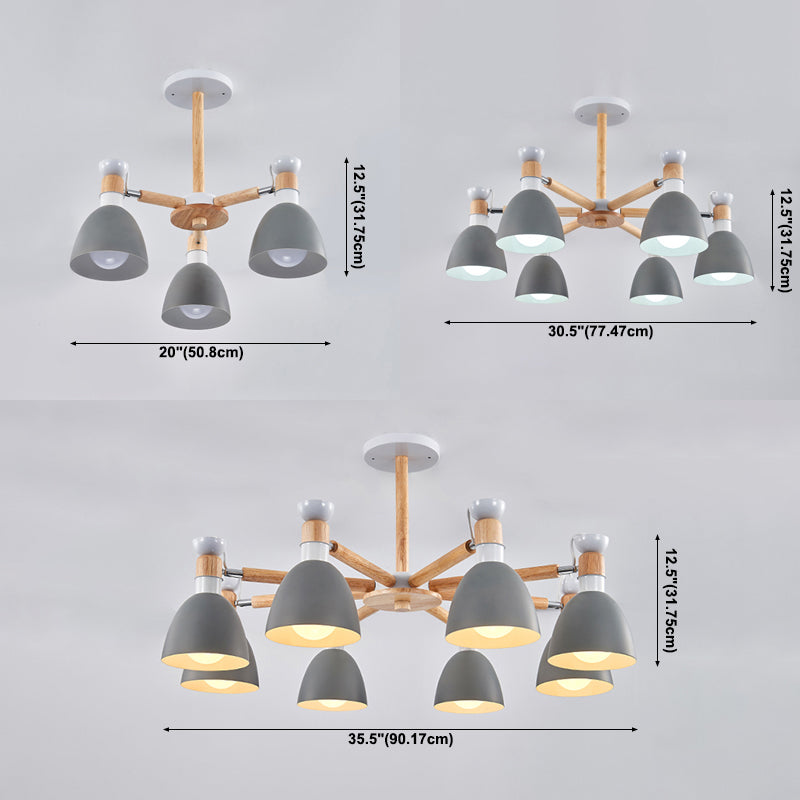 Multi Light Cone Sanging Chandelier Modern Macaron Style Metal Metal Hanging Lamping pour chambre à coucher